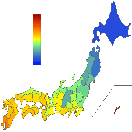 調査対象物件の所在地および周辺エリアの年平均気温情報をレポートします。